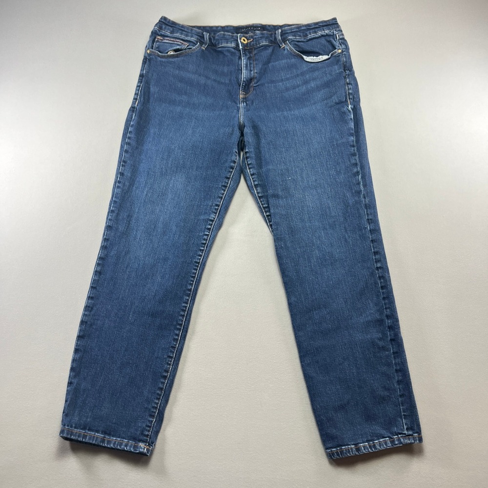 Tommy Hilfiger Raleigh Straight Jeans Womens 16 Blue Cotton Stretch High Rise